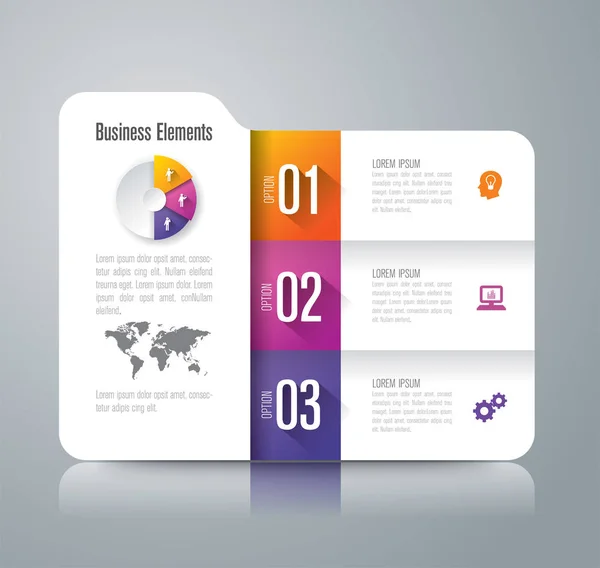 Vector de diseño infográfico de carpetas e iconos de negocios con 3 opciones . — Vector de stock