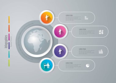 Infographic tasarım vektör ve iş simgeleri 4 seçenekleri ile.