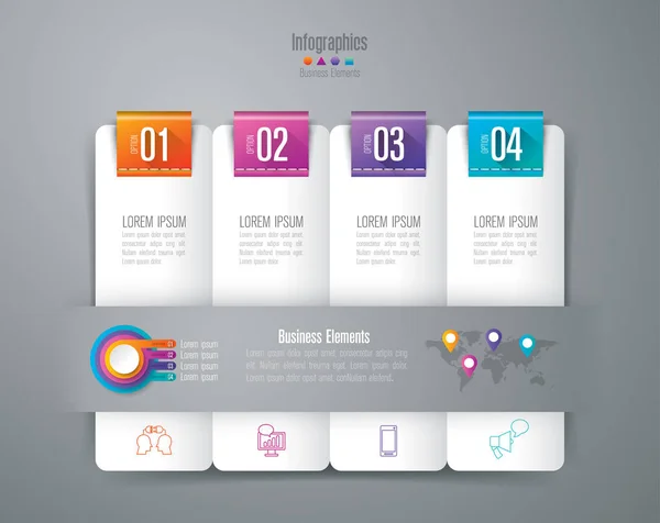 Infografik-Design-Vektor und Business-Icons mit 4 Optionen. — Stockvektor