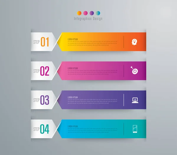 Infografik-Design-Vektor und Business-Icons mit 4 Optionen. — Stockvektor