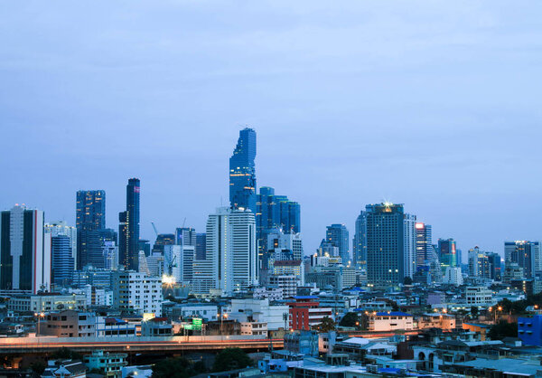 BANGKOK, THAILAND - 29 JULY, 2017 : Cityscape view of Bangkok modern office business building in business zone at Bangkok.