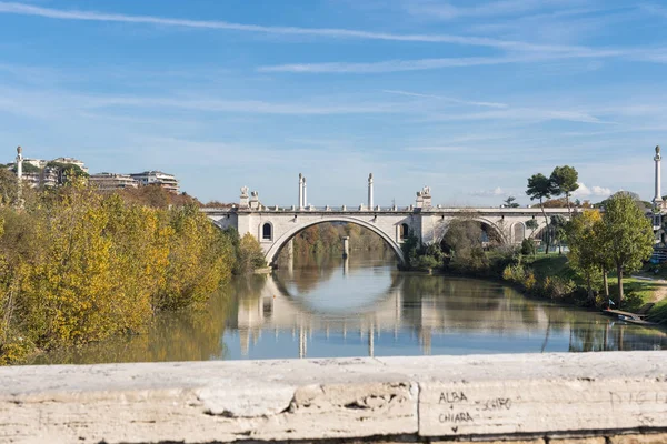 Rom Italien Floden Tibern Och Flaminio Bron Från Milvio Bridge — Stockfoto