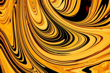Soyut sıvı altın arkaplan. Hareketli girdap deseni, karamel boya lekeleri.