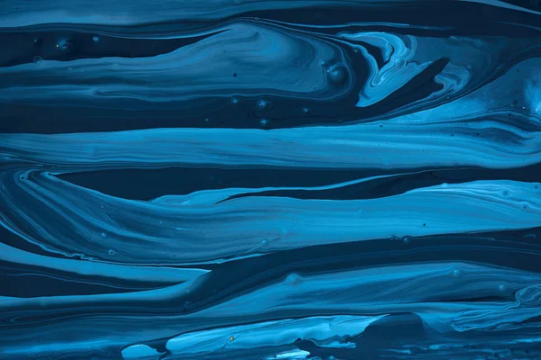 Abstracte Vloeibare Blauwe Tinten Van Acrylverf Vlekken Strepen Achtergrond Exoplaneet — Stockfoto