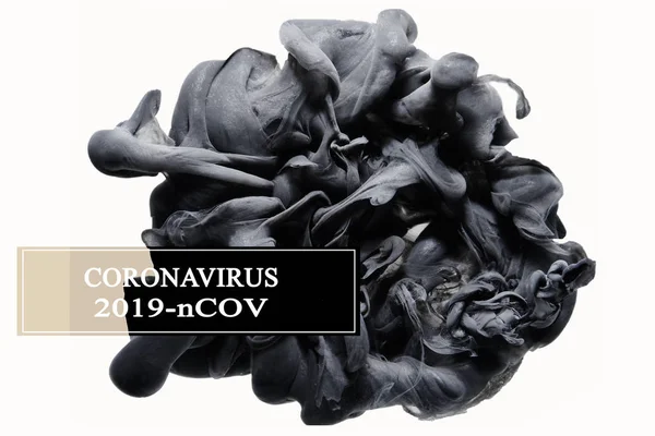 Concepto Brote Coronavirus Fondo Negro Abstracto Gripe China Inscripción 2019 —  Fotos de Stock