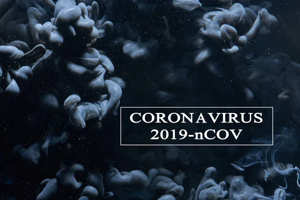 Concepto Brote Coronavirus Fondo Negro Abstracto Gripe China Inscripción 2019 —  Fotos de Stock