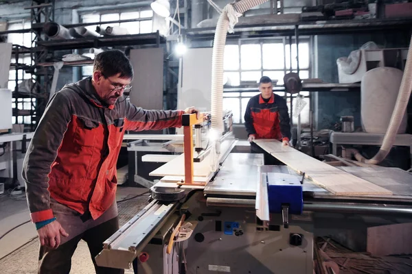 Process Production Manufacture Wooden Furniture Furniture Factory Worker Carpenter Man — 스톡 사진
