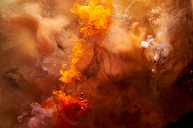 Dış uzay okyanus deseninin canlı renkleri soyut arka plan. Boya ve sıvı dumanı karıştırmak, renkli sıçrama ve damla girdabı, suyun altında mistik zemin