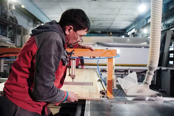 Process Production Manufacture Wooden Furniture Furniture Factory Worker Carpenter Man — 스톡 사진