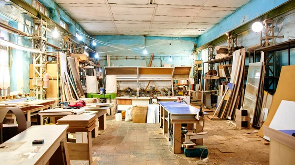 Atelier Menuiserie Intérieure Équipements Outils Pour Fabrication Production Meubles Bois — Photo