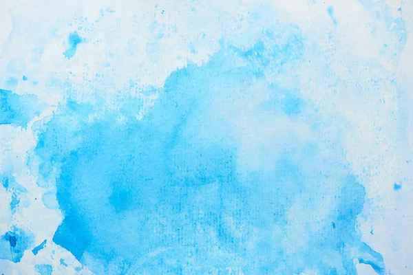 Рука Пофарбована Синій Акварель Абстрактна Пляма Білому Папері Фарба Сплеск — стокове фото