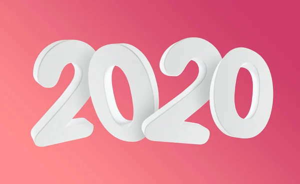 3d render 2020 white bold letters on red background. 3d-illustration