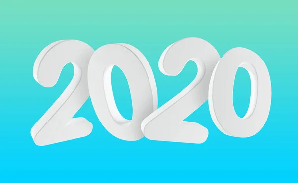 2020 New Year Number Green Background Render — Stock Photo, Image