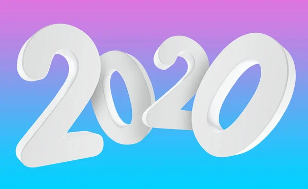 Simple new year number 2020 on violet and blue gradient. 3d rendering