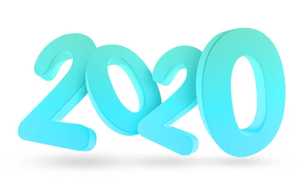 2020 new year. Blue numbers 2020 in white background. 3d illustration. 3d render