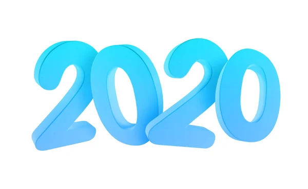 2020 isolated blue numbers. 3d render