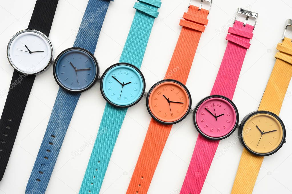 Set of multicolored wristwatches 