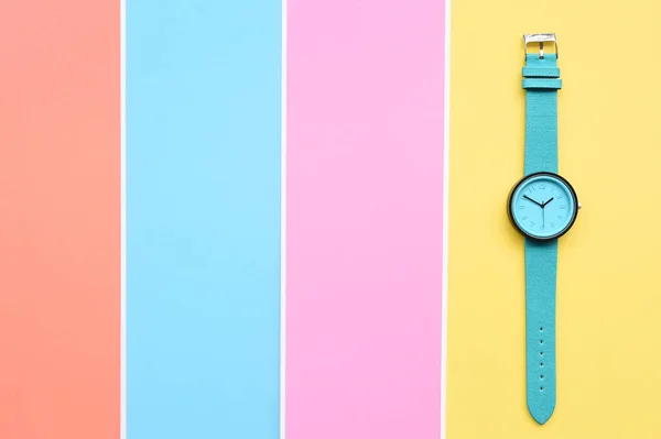 Nahaufnahme Blauer Armbanduhren Als Hintergrund — Stockfoto