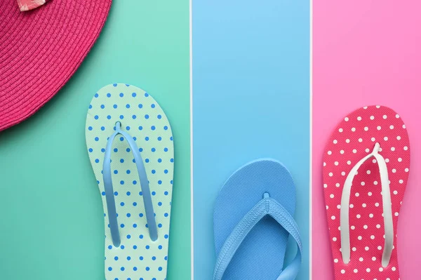 Sombrero Verano Sandalias Para Fondo — Foto de Stock