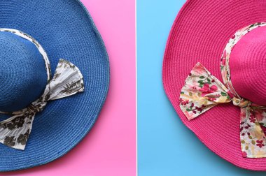 Arkaplan için yaz hasır şapkasını kapat