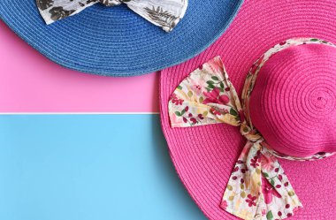 Arkaplan için yaz hasır şapkasını kapat