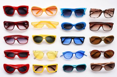 Beyaz arka planda izole edilmiş modern moda güneş gözlükleri