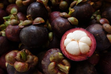 Arka plan için mangosteen meyvelerini kapatın