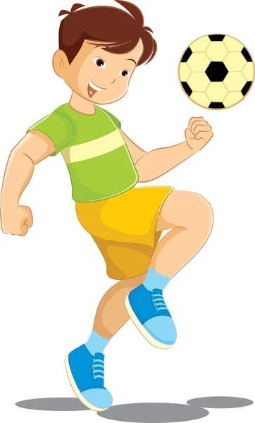Niño jugando al fútbol — Vector de stock