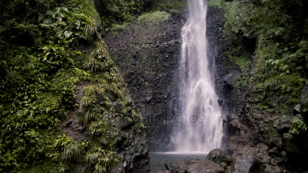 Cascada alta en una isla tropical — Vídeos de Stock