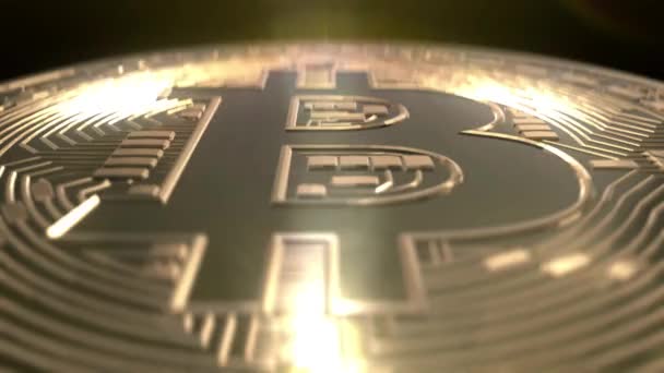 Bitcoin Een Digitale Munt Dus Dit Digitale Beeld Van Bitcoin — Stockvideo
