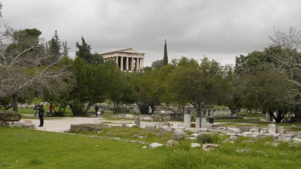 Antiguas Ruinas Ciudad Templo Grecia Esta Iglesia Cristiana Pasa Por — Vídeos de Stock