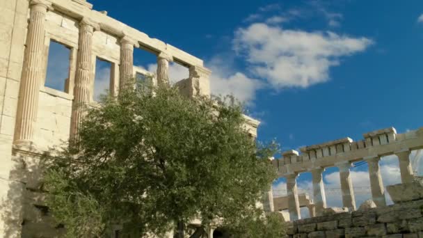 Ruinas Griegas Antiguas Acrópolis Uno Los Monumentos Antiguos Más Importantes — Vídeo de stock