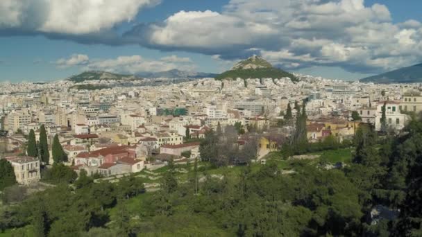 Beautiful Overlook Athens Greece Beautiful Classically Constructed City Athens Viewed — Stock Video