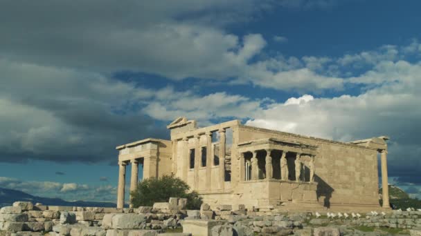 Erechtejon Grecji Akropol Jest Jednym Najważniejszych Zabytków Świecie Struktur Archeologicznych — Wideo stockowe