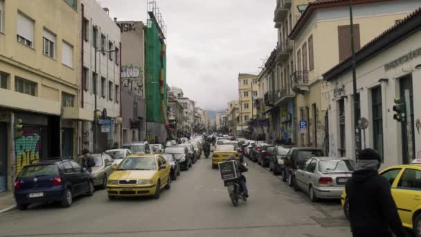 Calles Ocupadas Centro Atenas Centro Atenas Estaba Lleno Gente Arte — Vídeo de stock