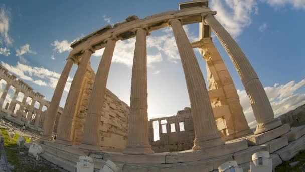 Akropol Kalıntıları Akropolis Ile Arkeolojik Yapılar Dahil Olmak Üzere Dünyanın — Stok video