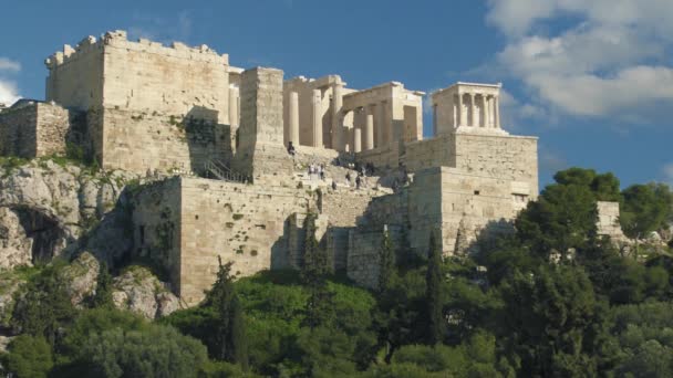 Acropolis Harabeleri Turist Akropolis Ile Arkeolojik Yapılar Dahil Olmak Üzere — Stok video