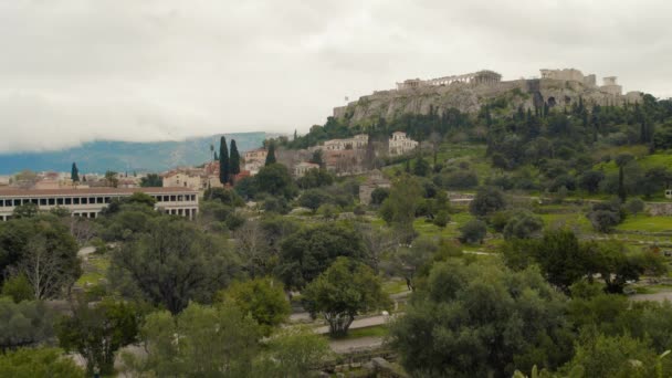 Ομορφιά Της Ελλάδας Όμορφη Και Κλασικά Κατασκευασμένη Πόλη Της Αθήνας — Αρχείο Βίντεο