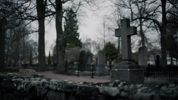 Questo Cimitero Classico Trova Karlstad Svezia Uno Dei Cimiteri Più — Video Stock