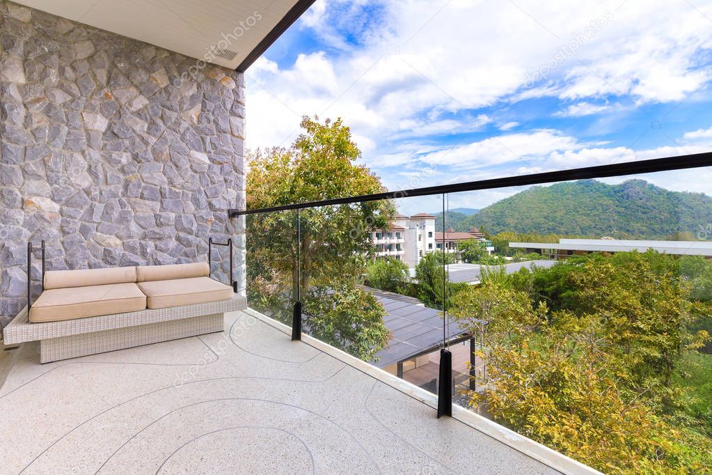 Interior design: Beautiful balcony with mountain view