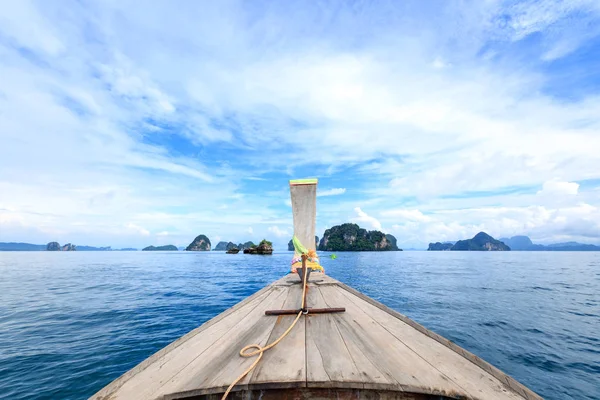 Traditional Long Tail Boat Way Famous Beach Krabi Southern Thailand — Stock Photo, Image