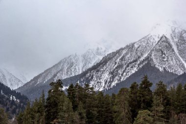 Bulutlu gökyüzü, dağ manzarası