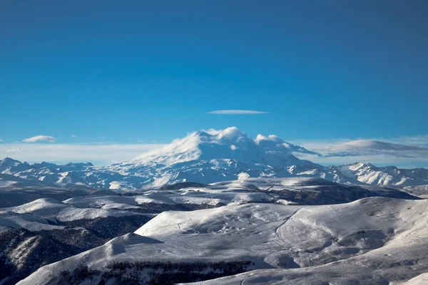 Belle Vue Sur Haut Mont Elbrus Sommets Neige Paysage Hivernal — Photo