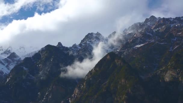 Mountain Landscape Panorama Beautiful Mountains Clouds Picturesque Gorge Wild Nature — Stock Video