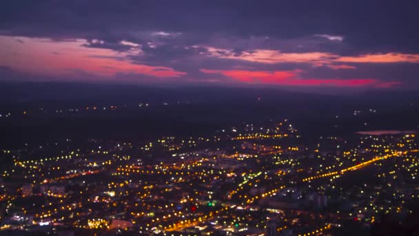 Prachtig Panorama Vanaf Hoogte Avondstad Zonsondergang — Stockvideo