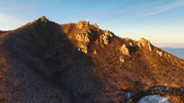 Полет Горы Красивый Вид Горные Породы Природу Северного Кавказа — стоковое видео