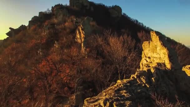 Mountain Landscape Flight High Rocks Nature North Caucasus — Stock Video