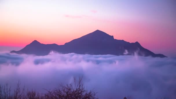 Гора Над Хмарами Рух Низького Туману — стокове відео