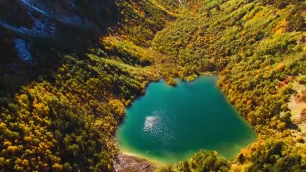 Όμορφη Λίμνη Στα Βουνά Ζιζάνια Στο Ορεινό Φαράγγι Πάνω Από — Αρχείο Βίντεο