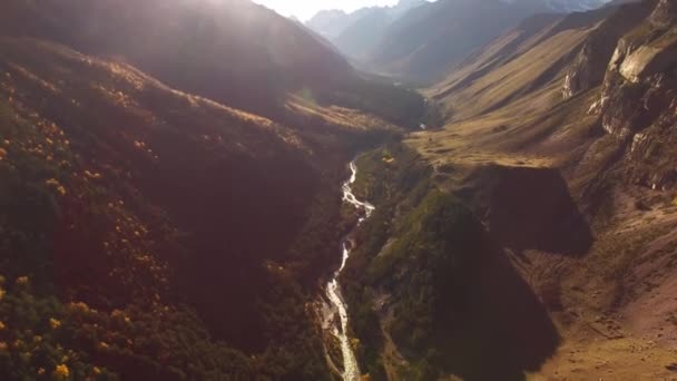 Flight Mountains Beautiful View Mountain Rocks Nature North Caucasus — Stock Video